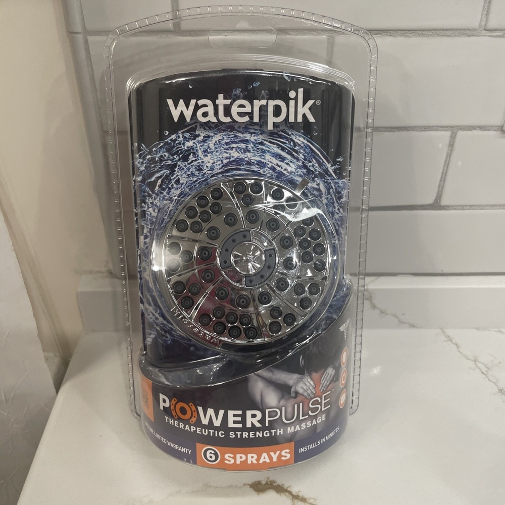 Waterpik PowerPulse Showerhead Massage 6 Sprays Therapeutic Wallmount New Sealed